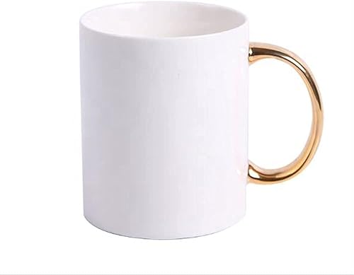 Miniatura 3 de MR.R Grado AAA Sublimación Blanks 6 juegos de tazas de café de cerámica blanca para lavavajillas con mango dorado 11oz taza clásica de cerámica en
