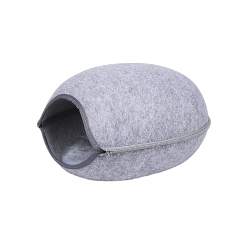 mophrati Fornisci una grotta per lettino per gatti morbida e confortevole per il Una casa per gattini traspirante con cuscino in feltro, grigio chiaro