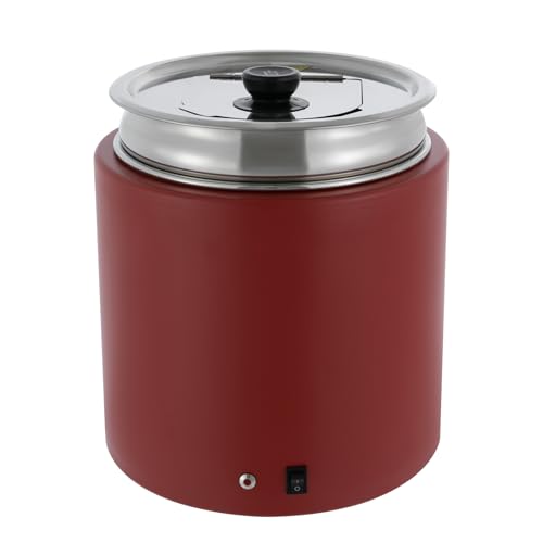 JINHZIXIU 2 Pcs Commercial Soup Warmer Pot 10L/2.64 Electric Food Warmer Stainless Steel Soup Warmer with Lid Countertop Soup Warmer Red Large Insert Soup Kettle for Cafeteria, Hotel