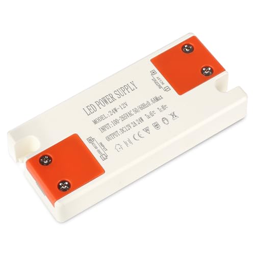 SUCIKORIO Trasformatore LED 12V 24W 2A, Ultra Sottile Alimentatore LED Driver AC 220V a DC 12 Volt Trasformatori Adattatore LEDs a Tensione Costante Senza Sfarfallio per Striscia LEDs, Lampade