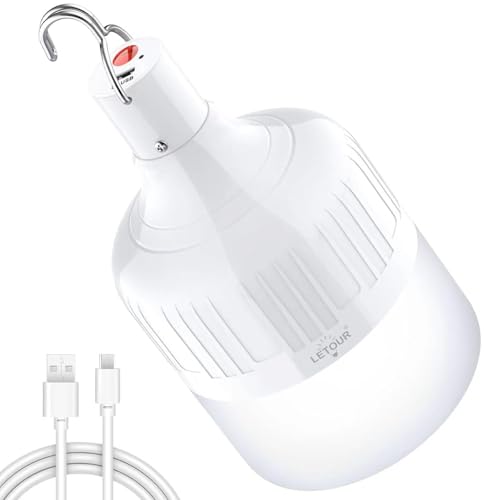 Lanterne de Camping, LETOUR Lampe Camping avec USB Rechargeable 60W 5000 Lumens 5 Modes Suspension...