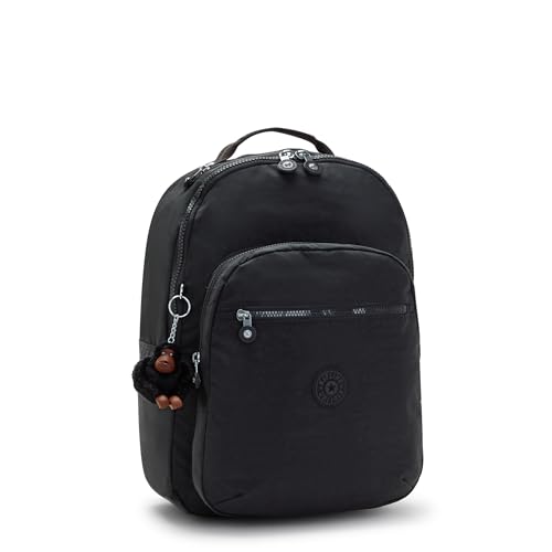 Image of Kipling Women's Seoul 15 inch Laptop Backpack, Durable, Roomy with Padded Shoulder Straps, Built-In Protective Sleeve, Black Tonal Cu, 12.75''L x 17.25''H x 8''D