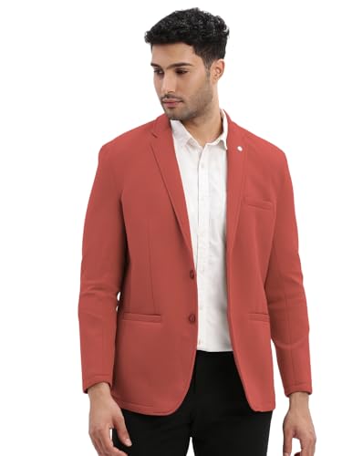 Image of SHOWOFFFF Men Solid Single Breasted Casual Blazer | Notched Lapel Full Sleeves Cotton Blazer for Mens | Slim Fit Regular Length Blazer for Men's