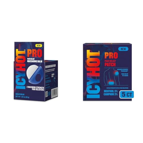Icy Hot PRO Pain Relief Massaging Balm, 1.25 Oz. and 5 Ct. No-Mess Pain Relief Patches Bundle