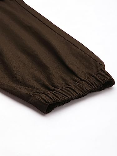 Image of The Indian Garage Co Men Regular Fit Solid Mid-Rise Elasticated Cuffed Cargo Joggers