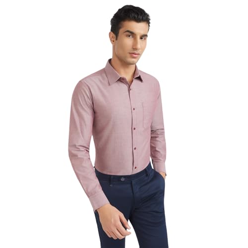 Image of Raymond Men Pure Cotton Slim Fit Solid Pattern Semi Cut Away Collar Formal Shirt