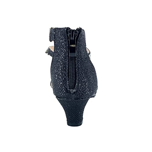 Image of ABSOLEX Girl's Toddler /Little Kid /Big Kid Cross Strappy Open Toe Rhinestone Dressy Low Heel Dress Up Pump Sandal