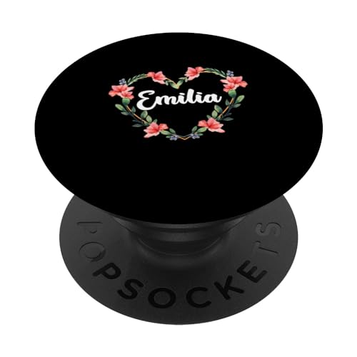 Emilia Flor Corazón Personalizado Nombre Emilia PopSockets PopGrip Intercambiable