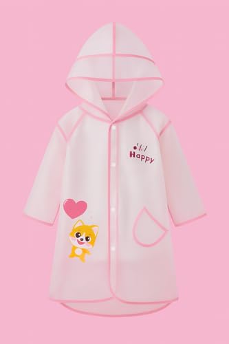 Image of Bold N Elegant Polyester Blend Transparent Dinosaur Print Kid's Waterproof Raincoat Rain Jacket With Hood And Visor For Young Lil Toddler Tween School Boy's And Girls