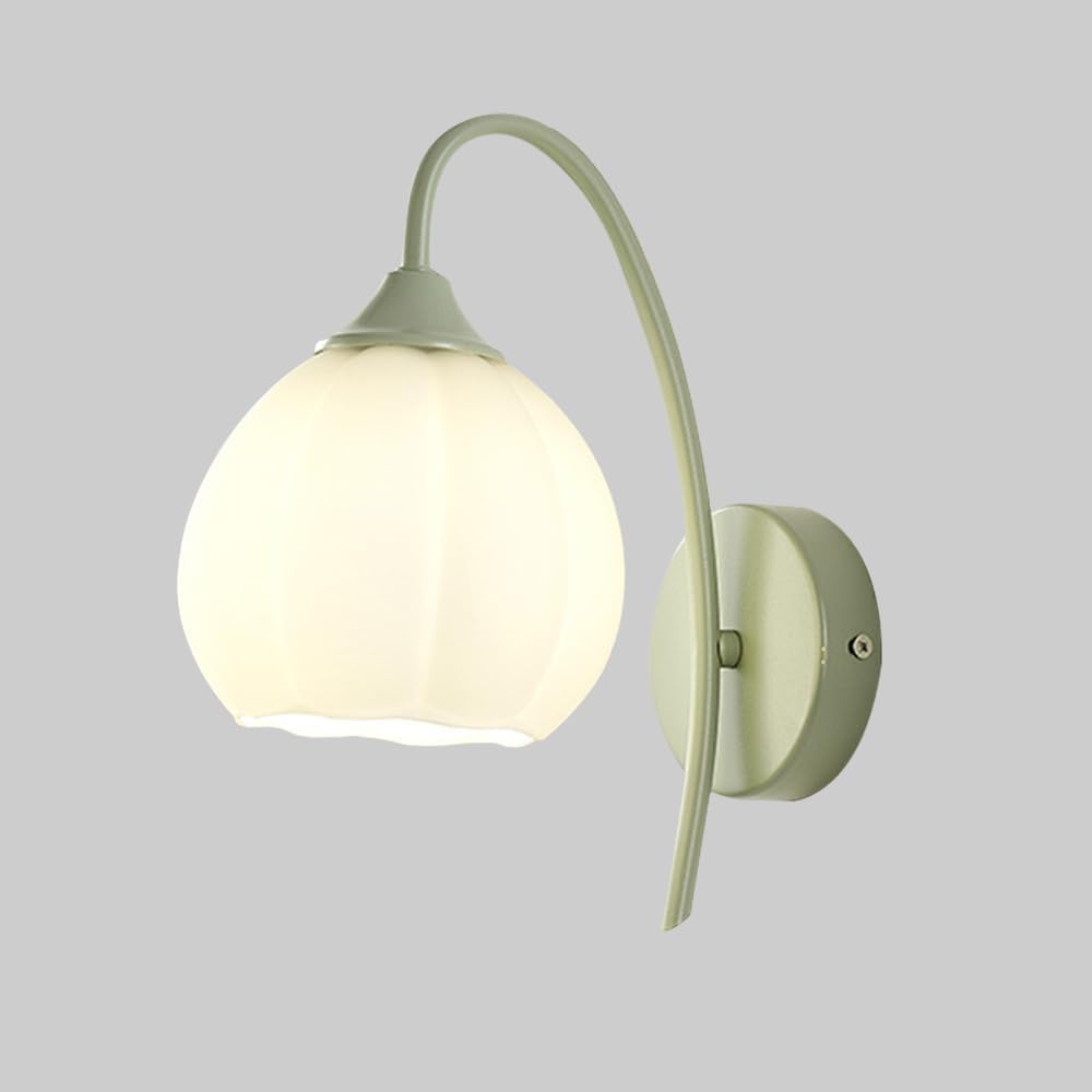 Aplique de pared nórdico de tulipán y metal dorado para mesita de noche en dormitorio