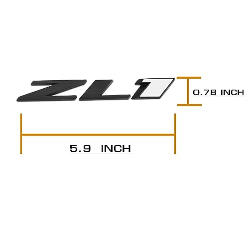 Image of 3D Raised Letters ZL1 Emblem Metal Side Rear Door with Adhesive Backing Fits for Chevy Camaro Rs Ss Automotive Decoration(Black White)