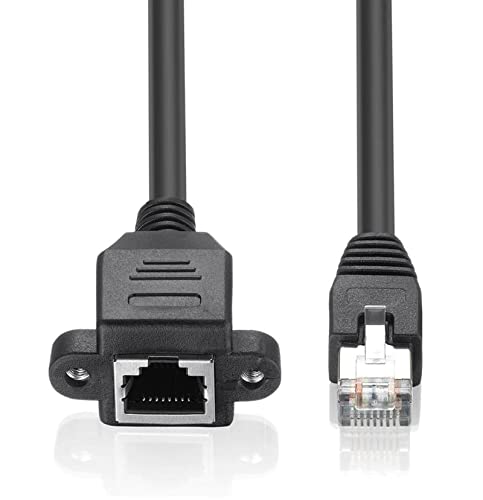 innov8 RJ45 Male to Female Panel Mount Ethernet Extension Cable Cat 5E/5 Cat 6 (Including 2 Screws) - 0.3m - Image 2