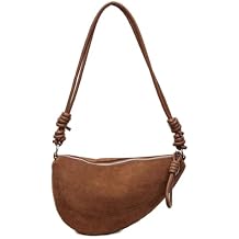 JQAliMOVV Suede Bag for Women Trendy Vintage Suede Purses Crescent Satchels Bag Retro Crossbody Shoulder Handbags