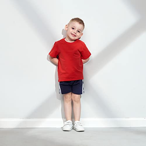 Gfqlong Toddler Boys Girls 3 Pack Cotton Runing Athletic Shorts,Kids Summer Casual Fashion Soccer Shorts,Grey+Navy Blue+Black,6-8 Years #TOP1