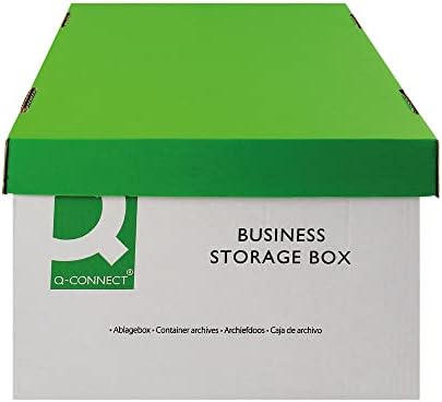 Q-Connect Business Storage Box 335x400x250mm Green and White (Pack of 10)