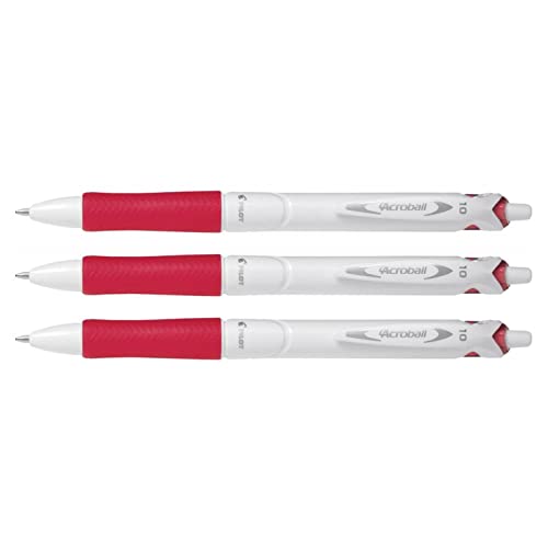 Stylos bille Pilot Acroball rétractables encre rouge fluide et grip confort