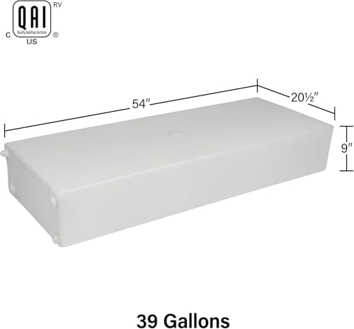 Image of 39 Gallon RV Fresh Water Tank, Potable Water Storage Tank for Drinking, Cooking, Cleaning, Showering, for Campers, Trailers, Motorhomes, RVs, Cube Shape, 54 inch x 20.5 inch x 9 inch (WT-0199)