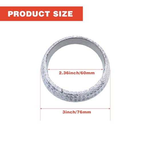 Image of Car Exhaust Manifold Gasket 3 Inches /77mm Universal Exhaust Flange Gasket Seal Muffler Ring Replacement to Prevent Leaking Between Exhaust Manifold and Exhaust Pipe, Exhaust Donut Gasket