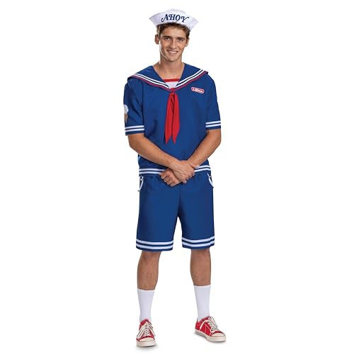 Disguise Stranger Things Steve Scoops Ahoy Costume, Official Stranger Things Costume with Top and...