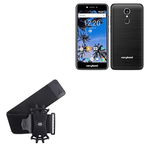 BoxWave Holster Compatible with verykool s5200 Orion - ActiveStretch Sport Armband, Adjustable Armband for Workout and Running - Jet Black