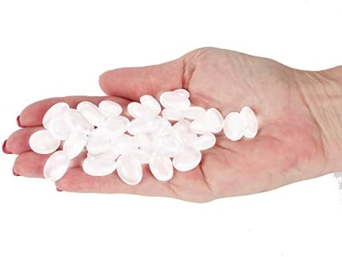 LUSSO LIA Oval Pebbles Transparent and Coloured Stones Aquarium Marbles Table Scatter Stones Decorative Nuggets Vase Filler Beads Plant Pot Decoration 200pcs (White)