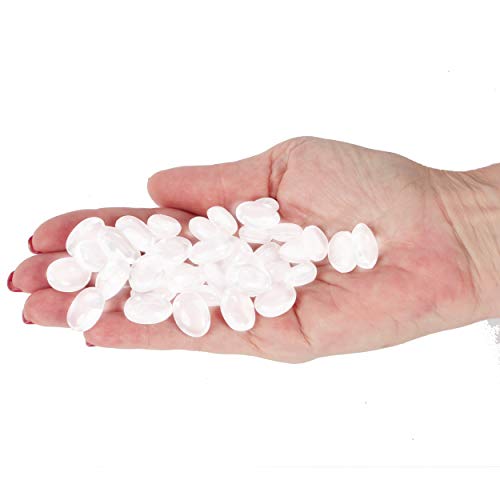 DQZRTUECA Guijarros de vidrio de colores variados, piedras de relleno for jarrones, guijarros de vidrio, guijarros ovalados, piedras transparentes y de colores for acuario, 200 piezas(White)