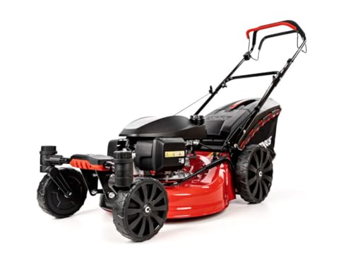 Hahn & Sohn Cortacésped de gasolina Cedrus AL, ancho de corte autopropulsado, carcasa de aluminio, función de mantillo, cesta de 65 L, motor fuerte, expulsión trasera, jardín, hasta 1800 m², arranque