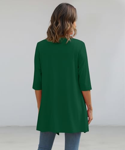 Image of YSYOKOW Womens Open Front Long Cardigan 3 /4 Sleeve Lightweight Knit Cardigan Casual Layering Spring Summer