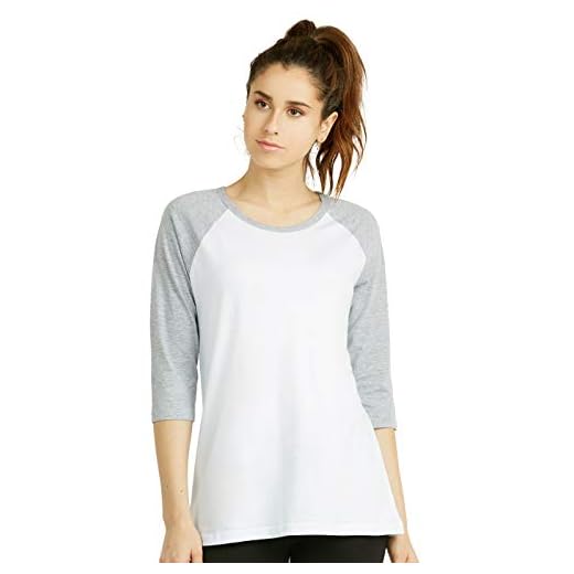 Women's Baseball Quarter Sleeve Tee Shirt (L, White/Light Heather)