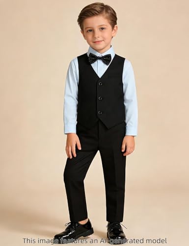Image of A&J DESIGN 4pcs Baby & Toddler Suit, 12 Months - 5T, Shirt & Pants & Vest & Bow Tie