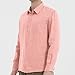 Isle Bay Linens Men's 100% Linen Shirts Casual Long Sleeve Button-Down Lightweight Shirts with Pockets Pink Color