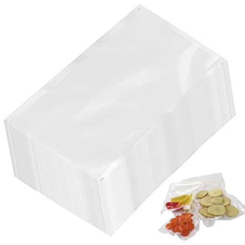ASelected 100Pcs Vacuum Food Sealer Bags, 20x30cm Thick Embossed Bags Textured Vacuum Sealer Bags, BPA Free, Pre-Cut Bag for Food Storage Sous Vide Cooking