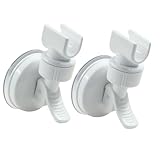 Moicstiy 2 Pcs Adjustable Shower Head Holder, Removable Suction Cup Handheld Shower Head Bracket, No Drill Wall Mounted Shower Head Bracket (White)