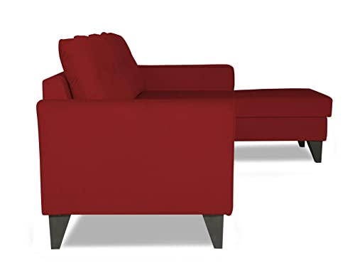 Image of Adorn India Maddox Tufted L Shape 5 Seater Sofa Sofa Set RHS (Maroon) (3 Year Warranty)