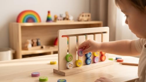 Image of Happy Hues 6-in-1 Wooden Montessori Sorting & Matching Puzzle Game - Educational Color & Animal Recognition Toy for Toddlers