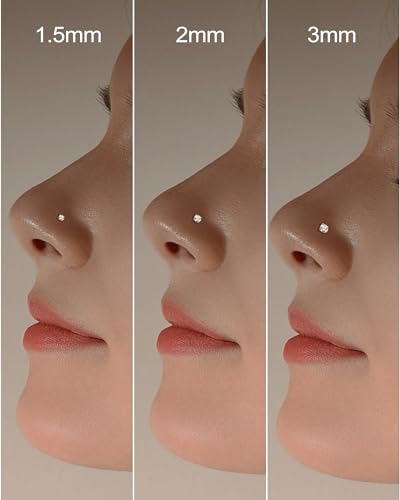 COCHARM 14K Solid Gold Bone L Bend Nose Stud 22g 18g 20g 1.5mm 2mm 3mm CZ Yellow Gold Nose Ring Stud Press Fit Nose Pin S Screw 14K Real Gold Nose Piercing 22g 20g 18g Nose Jewelry4