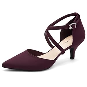 Greatonu Mujer Zapatos de Tacón Kitten Heel Tiras Cruzadas Puntiagudo de Salón