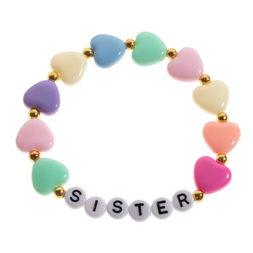 Image of Fuqimanman2020 Big Sister Bracelet Colorful Little Sister Bracelet Letter Beads Bracelet for Sister Jewelry Gift