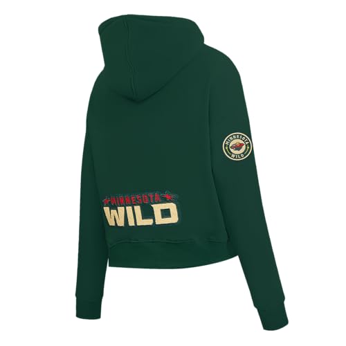 Pro Standard Womens NHL Minnesota Wild Classic Chenille Cropped Pullover Hoodie Forest Green L by Pro Standard - Used condition - Image 2