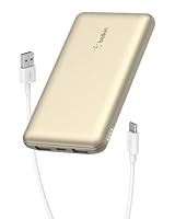 Belkin BoostCharge USB-C Portable Charger 10000mAh Power Bank, 1 USB-C Port and 2 USB-A Ports & Included USB-C to USB-A Cable for iPhone 16/15/14/13 Series, Samsung S24 & More - Gold