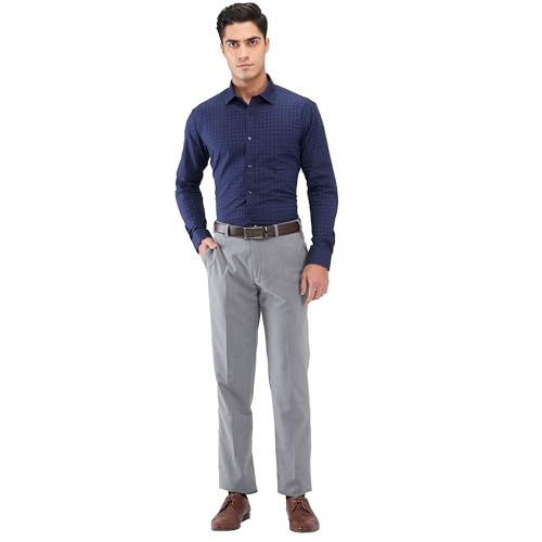 Image of Park Avenue Men's Regular Fit Mid Rise Solid Pattern Poly Viscose Blend Flat Front Formal Trouser