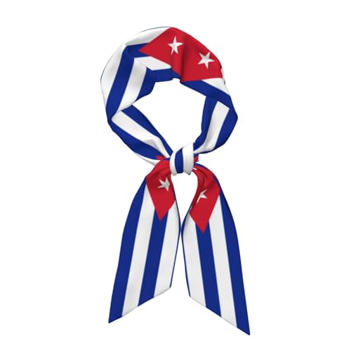Cuban flag Long silk scarf, the material is soft, silky and shiny, can be used as headscarf, scarf, clothing accessories