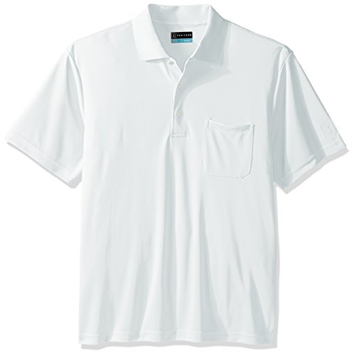 PGA TOUR Men's Sleeve Solid Pocketed Polo Short, Bright White, L