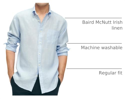 Brooks Brothers Men's Long Sleeve Button Down Irish Linen Sport Shirt, Light Blue, Large by Brooks Brothers - Used condition - US$108.97