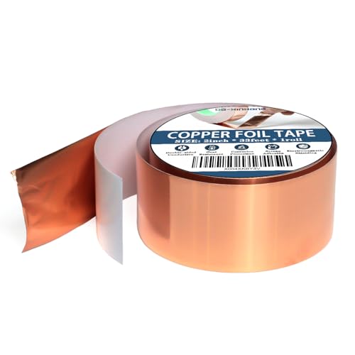 Copper Foil Tape (2inch X 33 FT) with Conductive Adhesive for Guitar and EMI Shielding Crafts Electrical Repairs Grounding Easy to Bend & Tear by Hand Versatile Use