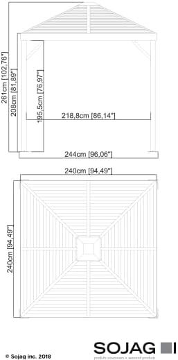 Sojag Sanibel Gazebo dimensions diagram