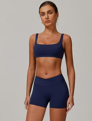 Two Piece Workout Sets for Women Square Neck Sports Bra and Scrunch Butt Lifting Shorts Gym Yoga Active Wear Outfits2