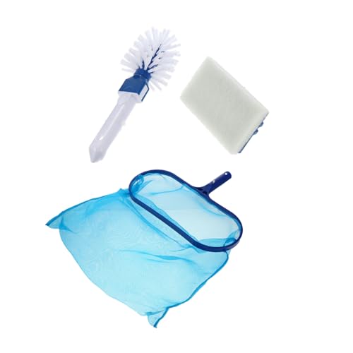 DIKACA Red para Hojas De Malla Fina con Mango De 5 Secciones y Cepillo De Esponja para Limpieza De Fondos y Paredes De Piscinas