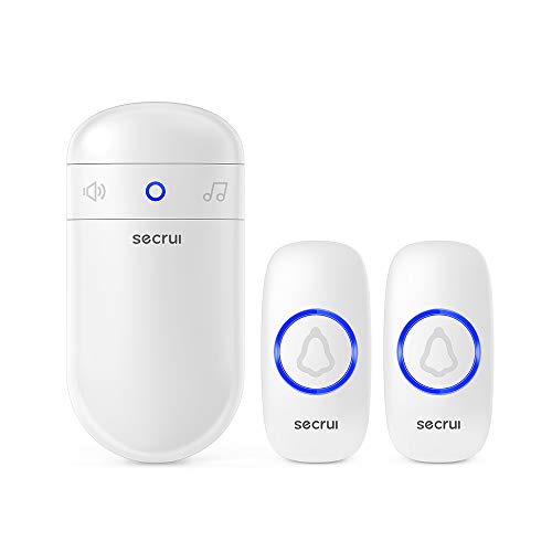 Wireless Doorbell, SECRUI Waterproof Doorbell Operating at 1000 Feet with 52 Chimes, 5