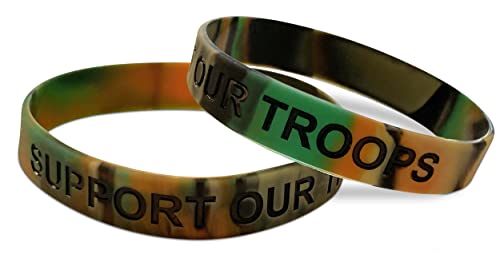 Bracelet accessoire Nos Troupes du désert en caoutchouc silicone jaune et camouflage